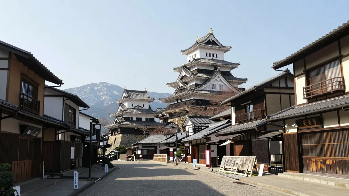 松本の城下町と北アルプス